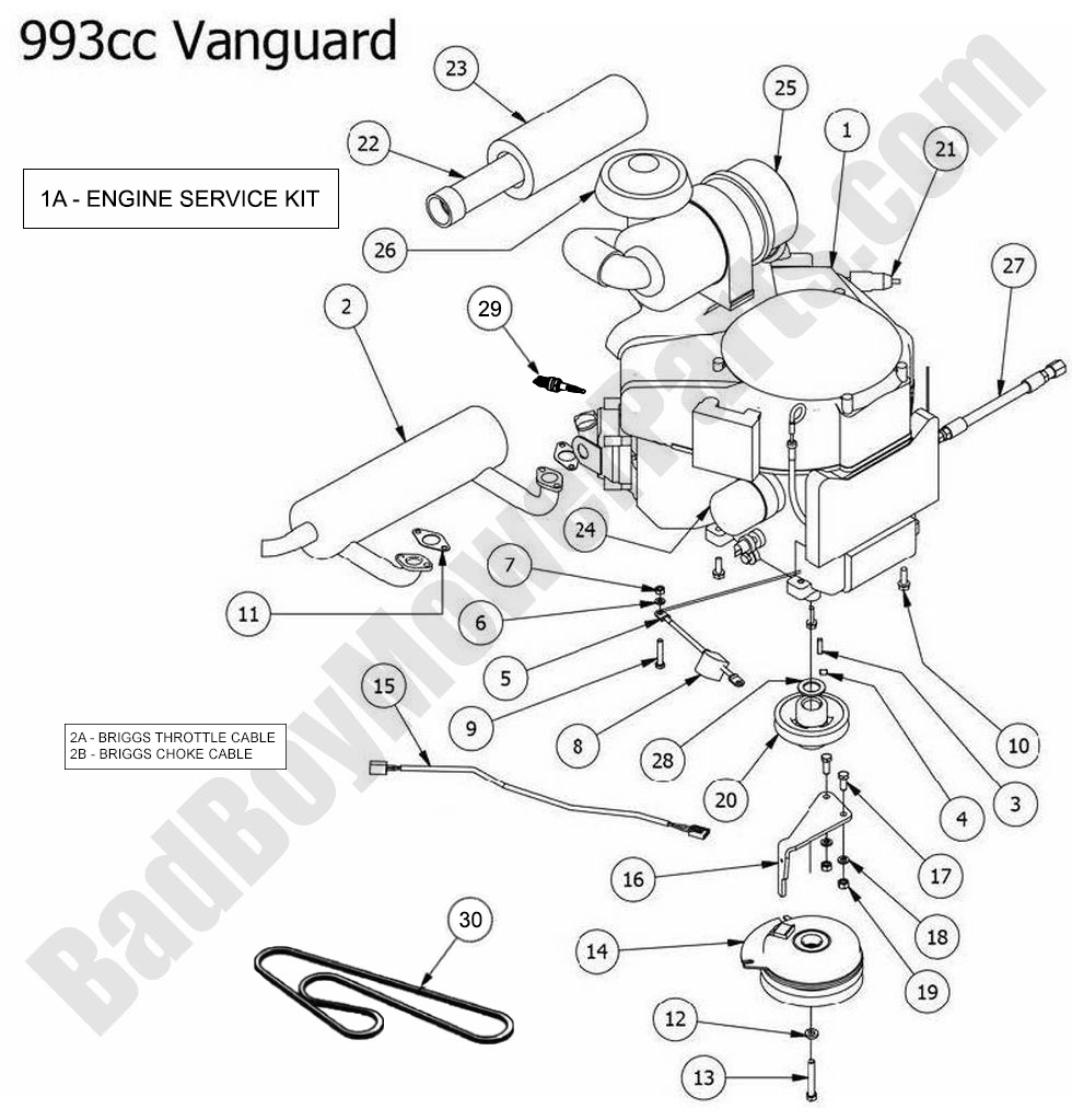 1009 - Bad Boy Mower Parts Lookup > 2014 > Outlaw XP > Engine - Vanguard 993